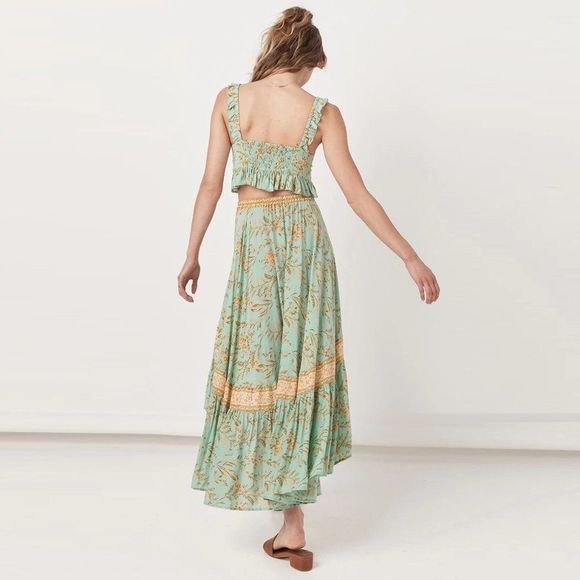 Spell Gypsy  Maisie Vintage Turquoise Top High low Skirt Set Size Small b101E - Picture 2 of 12